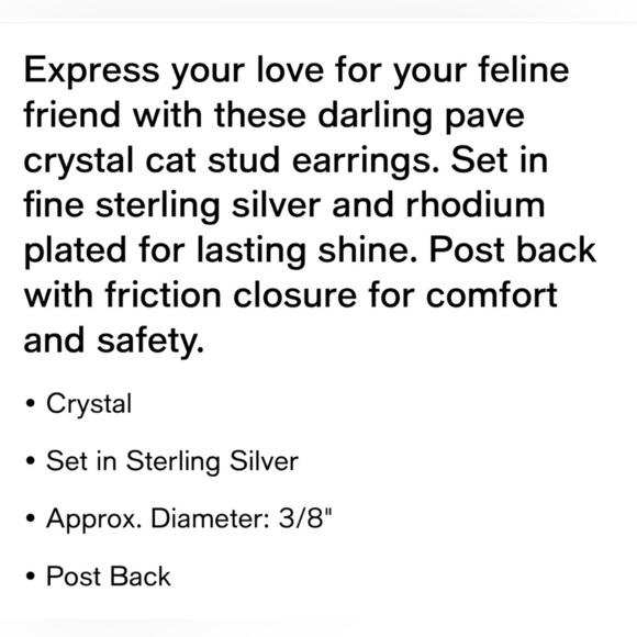 NWT GIANI BERNINI STERLING SILVER CLEAR PAVE CRYSTAL CAT KITTEN STUD EARRINGS - Picture 10 of 10